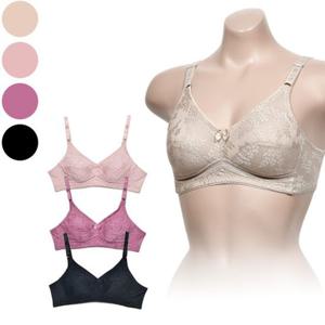 자가드 플라워 작은가슴 노와이어 풀컵 A컵 브라