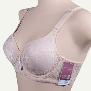 은은한 자수무늬 포인트 3단 후크아이 와이어 브라