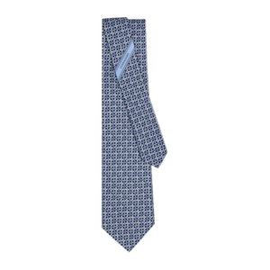 페라가모 블루 지오메트릭 패턴 실크 타이 3512540784159 BLU