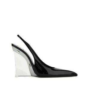 생로랑 페이턴트 슬링백 웨지 힐 샌들 8251041TVAN