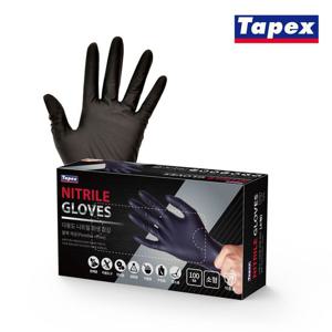 테이팩스 요리용 작업용 니트릴장갑 100매 소형 블랙