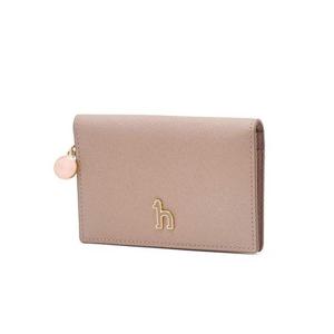 [헤지스]HIHO5F922P2_여성 핑크 소가죽 참장식 카드지갑