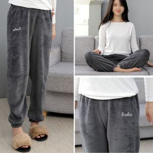 여성용 극세사 수면 잠옷바지-그레이