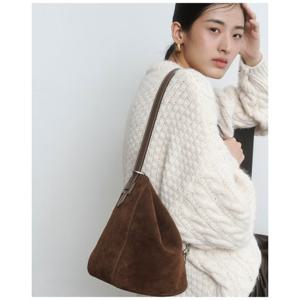 [헤지스/쇼핑백동봉]엣지백 시그니처 H 브라운 스웨이드 숄더M HIBA5F337W3