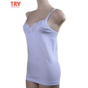 숄211 편안한 면100% 면자수레이스 백색 여성끈런닝