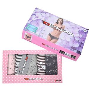 여성 선염 멜란지 스판 미디 삼각 요일 팬티 5매입