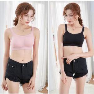 캡 탈부착 가능 숏탑 무지 민소매 브라탑 나시