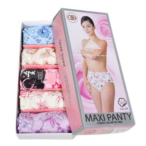 여성 플라워 소프트 밴딩 순면 맥시 삼각 팬티 5매입