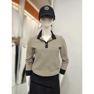 팜스프링스 세이브존01 여성 간절기 S/T패턴 배색 카라넥 긴팔 티셔츠 STSL-243209