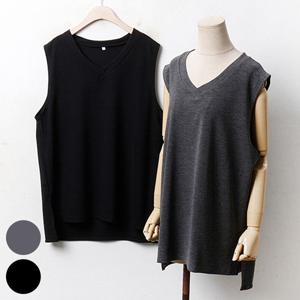 나야홍 / 빅사이즈조끼 3300L508 미즈브이루즈언발베스트 WW