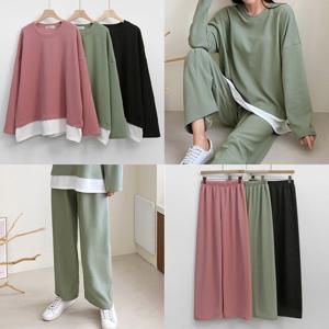 나야홍 / 빅사이즈배색투피스 V127L508 심플오버핏트레이닝세트