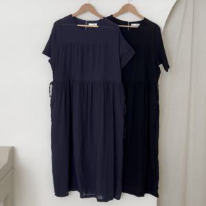 나야홍 / 빅사이즈셔링원피스 V119L508 잔주름라운드넥원피스 S