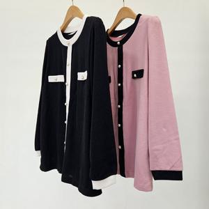 나야홍 / 빅사이즈티 S666L508 골디진주단추배색긴팔티 MN