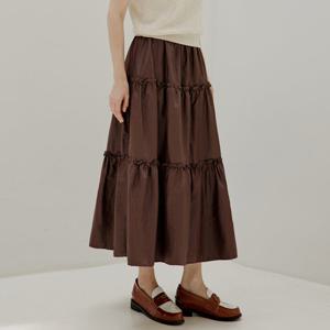 [포커스]레자 티어드 롱 스커트 PBBF5F1SK8111