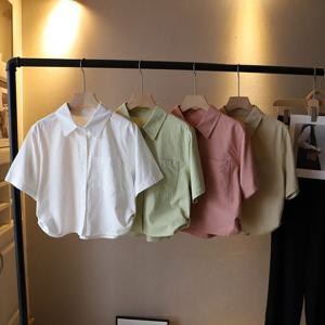 피크닉 데일리 카라 크롭 베이직 반팔 셔츠 FR-161812