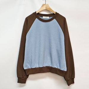 샵앤) 국산 여성 라운드 배색 나그랑 세미크롭 긴팔 맨투맨 LL-WSH-4841-브라운