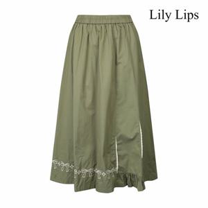[릴리립스] 리본 자수 링클 밴딩 스커트 (YL9SK001)