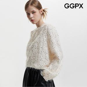 [GGPX] 진주 프릴넥 스팽글 깃털 블라우스 (GP9SH027F)