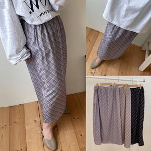 나야홍 / 위쉬몰 MO 사선체크밴딩롱스커트(V203H509) 빅사이즈