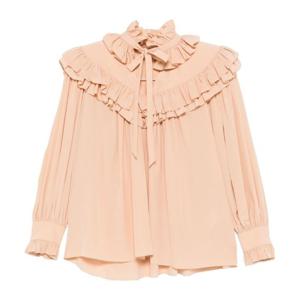 끌로에 러플 칼라 보우 타이 롱 슬리브 블라우스 CH25WJU20 001