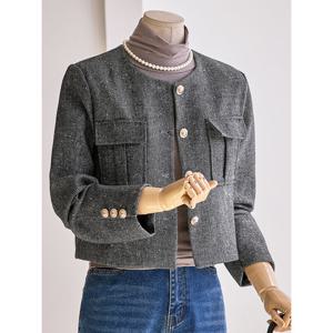 [커스텀에이블]포켓 골드버튼 트위드 자켓_T2509JK040C