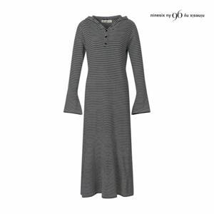 [나인식스뉴욕] 스트라이프 롱라인 후드 원피스 (NP9OP005M0)