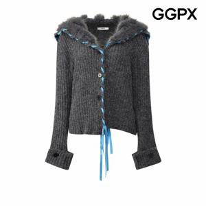 [GGPX] 컬러 꽈배기 퍼 세라 카라 니트 가디건 (GP9KG011F)