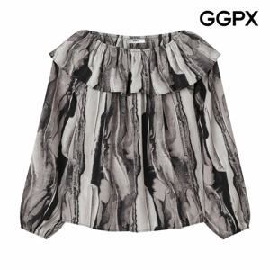 [GGPX] 러플 오프숄더 나염 블라우스 (GP9SH032F)
