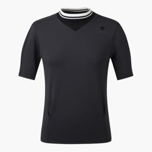 데상트골프웨어 TQT DP32WFTS81-BLKG 여성 하프넥 반팔 티셔츠 / BLACK