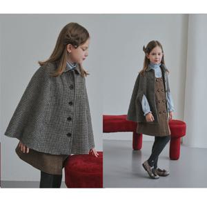 [빈]BZ62CT02BG베이지 체크 핸드메이드 울 케이프