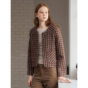 [르샵]체크 라운드 크롭 트위드 자켓 (DP3JK011A)