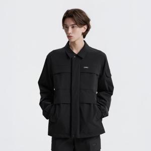 N253UFT031 아르켈론 우븐 스트레치 카라넥 자켓 BLACK