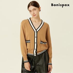 [보니스팍스] V넥 배색 루즈핏 가디건 (XP9KG005M0)