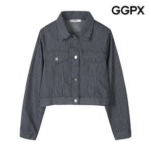 GGPX  스트라이프 데님 크롭 자켓 (GP8JK012F)