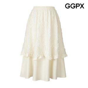GGPX  레이스 캉캉 러플 밴딩 스커트 (GP8SK013F)