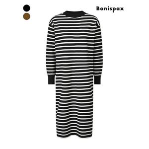 [보니스팍스]니트 스트라이프 롱 원피스 (XP9OP002M0)