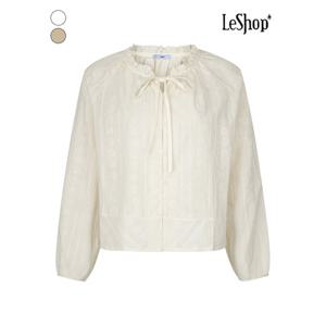 [르샵]프릴 리본넥 버튼 프런트 레이스 블라우스 (BP9BL006A)