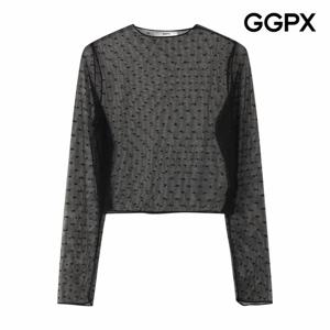 [GGPX] 하트 레이스 시스루 블라우스 (GP9SH047F)