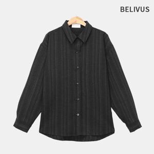 빌리버스 남성 가을 남방 간절기 줄무늬 류즈핏 스웨이드 오픈 셔츠 아우터 BOID022