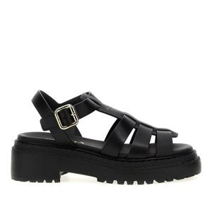 프라다 모노리스 엠보스드 로고 가죽 샌들 1X923NF0557V6 F0002