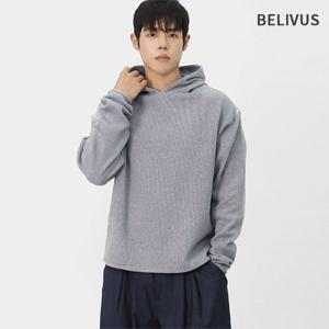 빌리버스 남자 와플 니트 촉감좋은 긴팔 오버핏 후드 티셔츠 BAUD002