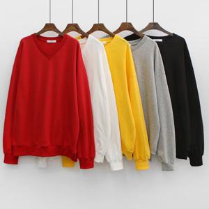 나야홍 / 빅사이즈티 V254L509 컬러브이넥쭈리맨투맨 LI