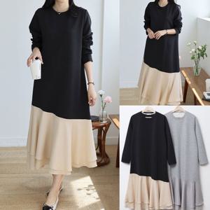 나야홍 / 위쉬몰 SM 겹프릴셔링배색원피스(V266H509) 빅사이즈