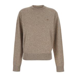 아크네스튜디오 베이지 크루넥 로고 패치 울 스웨터 C60115 DRN