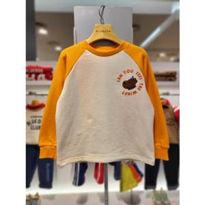 [블루독8-키즈] 택1 오렌지 컬러블럭레글런티셔츠 기모 긴팔티 두돌선물 초등학생 25C1533002