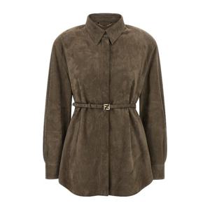 펜디 로고 자수 스웨이드 셔츠 FPT668AVRG F1T6F