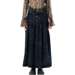 가니 미디 스커트 J17596779 055 WASHED BLACK