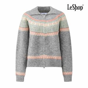 [르샵] 자가드 카라넥 집업 울 니트 가디건 (BP9KC016A)