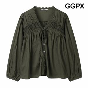 [GGPX] 러블리 레이스 디테일 리본 블라우스 (GP9SH062F)