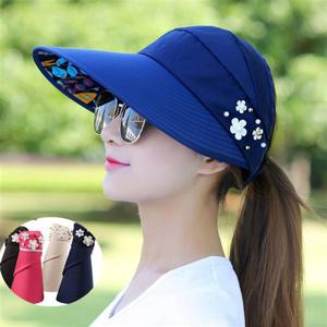 돌돌이모자 여성 돌돌이머리띠 썬캡 꽃자수 햇빛가리개 여름모자